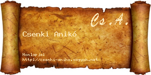 Csenki Anikó névjegykártya